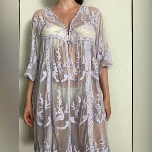 LC Lauren Conrad Lavender Lace Cover-Up Kimono One Size Fits Many